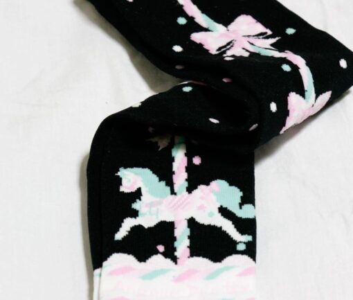 Angelic Pretty Sugary Pony Black Over Knee Socks