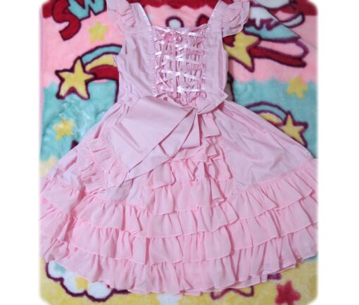 Angelic Pretty Pink Chiffon Frill Bustle JSK