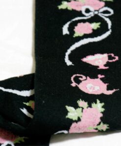 BtSSB Tea and Roses Black Over Knee Socks