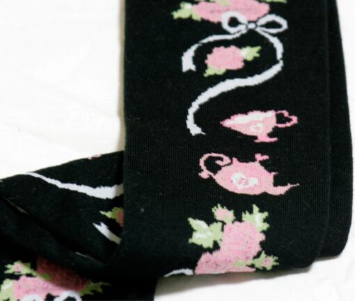 BtSSB Tea and Roses Black Over Knee Socks