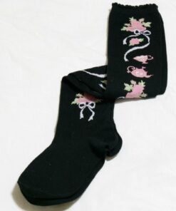 BtSSB Tea and Roses Black Over Knee Socks