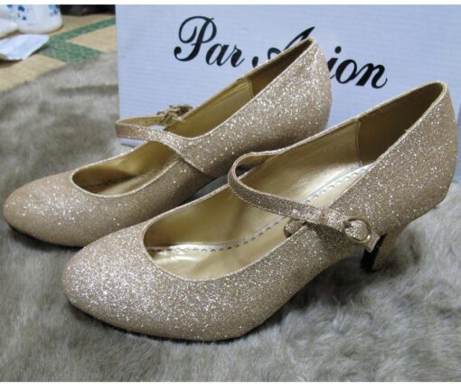 Par Avion Gold Glitter Heels