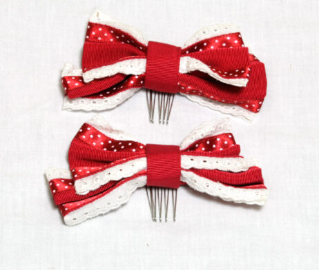 Angelic Pretty Lovely Dot Ribbon Red Hair Combs