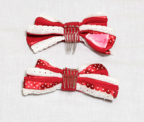 Angelic Pretty Lovely Dot Ribbon Red Hair Combs