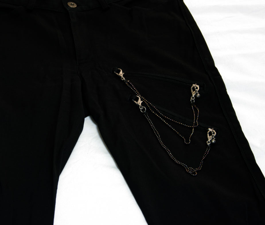Black Peace Now Zipper Chain Pants