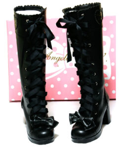 Angelic Pretty Knee High Boots (Black)