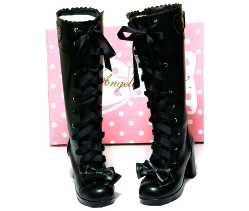 Angelic Pretty Knee High Boots (Black)