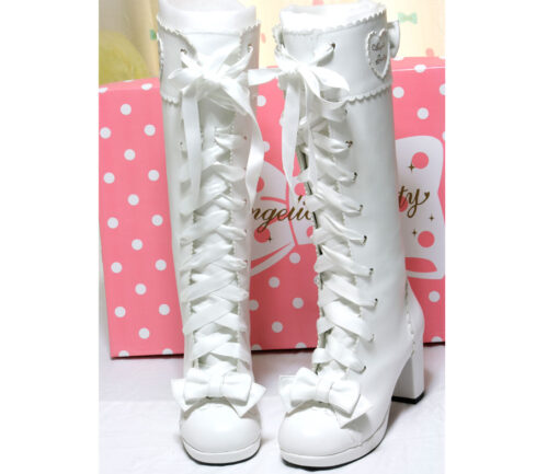 Angelic Pretty Knee High Boots (White)