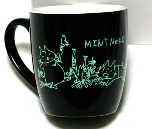 Sixh. Mint Neko Mug (Black)