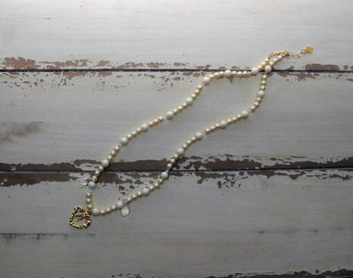 Baby the Stars Shine Bright Pearl and Crystal Drops Logo Charm Necklace