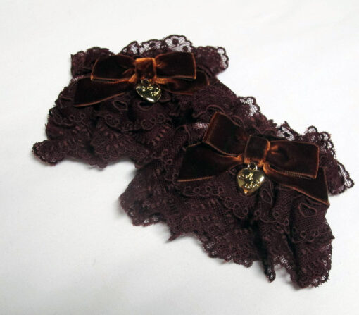 Angelic Pretty Velvet Ribbon Wrist Cuffs (Brown)