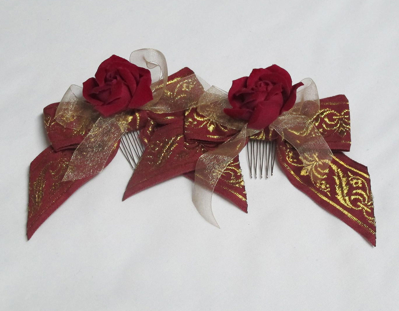 Baby the Stars Shine Bright Red Rose Hair Combs