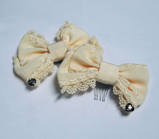 Angelic Pretty Ivory Heart Logo Hair Combs