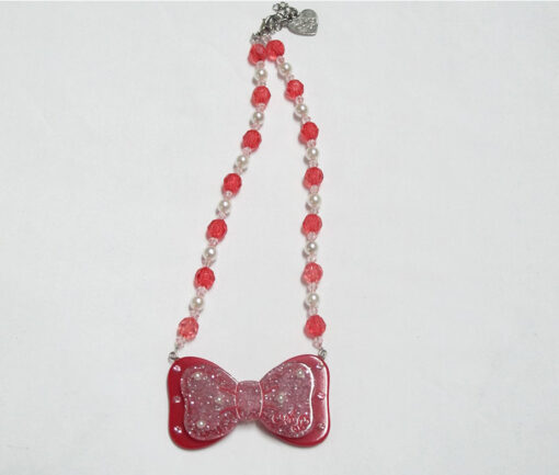 Angelic Pretty Red Glittery Ribbon Necklace