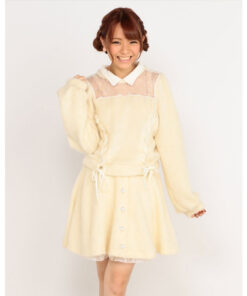 Liz Lisa Lace Up Shaggy Knit Sweater