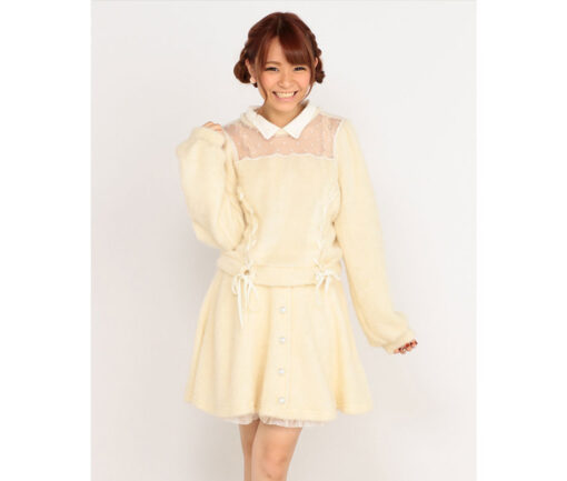 Liz Lisa Lace Up Shaggy Knit Sweater