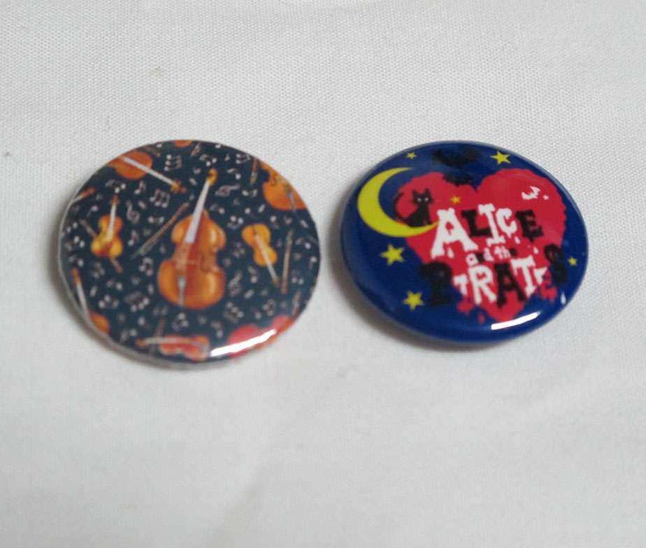 Alice and the Pirates Violin and Cat Moon Logo Pin Set