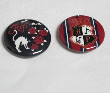 Alice and the Pirates Crest and Cat with Roses and Bats Pin Set