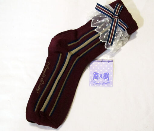 Angelic Pretty British Stripe Crew Socks Wine