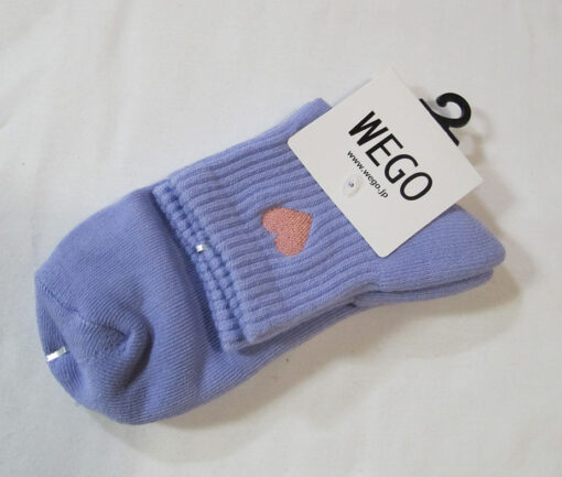 WeGo Heart Emroidered Lavender Crew Socks
