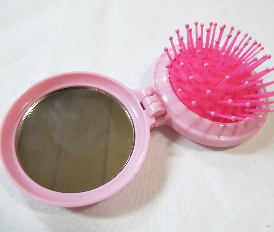 Swimmer Pony Folding Hair Brush and Compact Mirror
