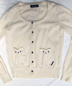 Peace Now Cat Owl Pocket Cardigan