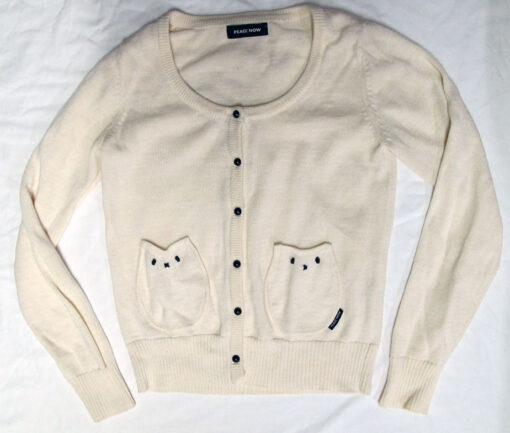 Peace Now Cat Owl Pocket Cardigan