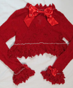 Angelic Pretty Heart Watermark Satin Bow Knit Bolero