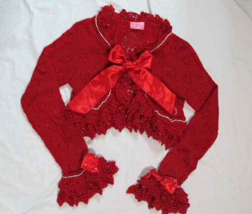 Angelic Pretty Heart Watermark Satin Bow Knit Bolero