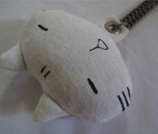 Mint Neko Plushie White Cat Necklace