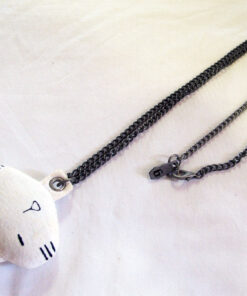 Mint Neko Plushie White Cat Necklace