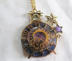Alice and the Pirates Ticking Clock Stardust Gear Necklace