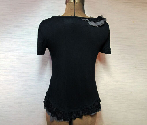 GRAMM Black and Grey Ruffle Cutsew