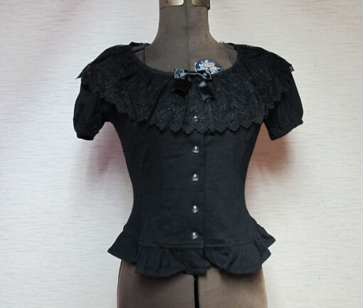 Innocent World Ribbon Lace Short Sleeve Cardigan